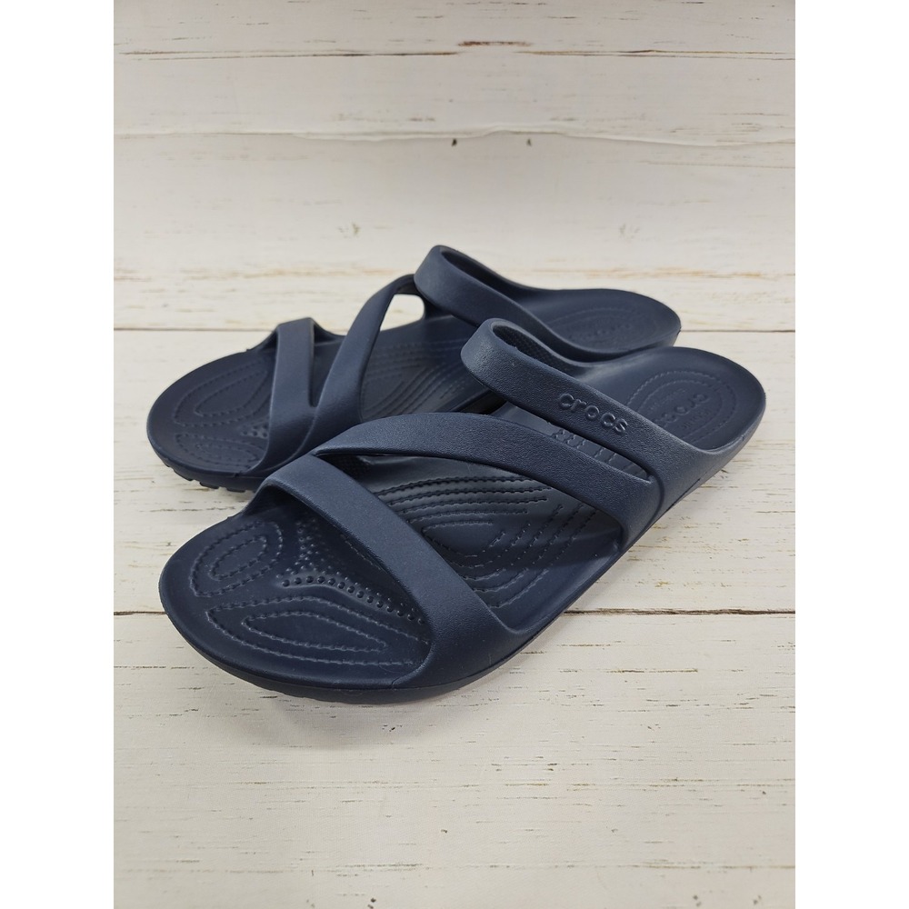 Crocs Kadee II Womens 11 Navy Blue Slip On Slide Sandals Lightweight 206756
